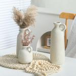 Set of 3 Whitewashed Rustic Ceramic Vases