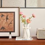 White Ceramic Flower Vase - Modern Minimalist Design