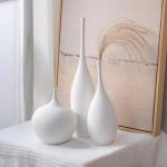 White Ceramic Vase Set of 3 - Modern Boho Decor