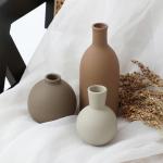 Set of 3 Rustic Ceramic Vases for Home Decor