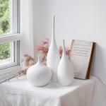 White Ceramic Vase Set of 3 - Modern Boho Decor