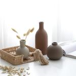 Set of 3 Rustic Ceramic Vases for Home Decor