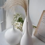White Ceramic Vase Set of 3 - Modern Boho Decor