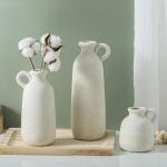 Set of 3 Whitewashed Rustic Ceramic Vases