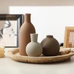 Set of 3 Rustic Ceramic Vases for Home Decor