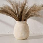 SIDUCAL Ceramic Rustic Farmhouse Vase | 7.3 Inch Pottery Decorative Flower for Home Decor | Sand Glaze Finish Boho Vase for Table, Living Room, Bathroom Decoration, Shelf Decor, Mantel, White