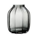 Black Grey Glass Vase for Flowers,Dark Grey Bud Tall Glass Vases,H-8.0" Simple Striped Design for Home Floor Decor,Farmhouse Decor, Centerpiece Coffee Table Decorations