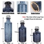 Blue Ceramic Vase Set - 3 Blue Small Vases, Farmhouse Country Flower Vase Home Decor, Living Room Decoration, Table Decoration, Fireplace Decor, and Entrance Decorations Centerpieces