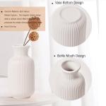 BOXJINCO White Ceramic Vase Set of 3,Modern Vase Ribbed Design,Minimalist Decor Flower Vase for Table,Shelf,Farmhouse Vase for Decor（Vertical Ribbed Vase）
