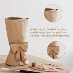 Relexome Beige Ceramic Bow Vase 9.64 in Unique Cute Modern Decorative Bouquet Flower Vases for Home Living Room Table Decor Women Girl Gifts