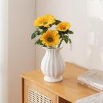 SEUYUCL White Ceramic Vase, 7.6 Inch Flower Vase Home Decor Modern Decorative Vases for Bouquet, Unique Vases for Farmhouse Living Room Cabinet Table Centerpieces Wedding Decorations