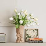 Relexome Beige Ceramic Bow Vase 9.64 in Unique Cute Modern Decorative Bouquet Flower Vases for Home Living Room Table Decor Women Girl Gifts