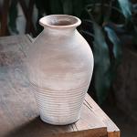 LUKA Ceramic Rustic Farmhouse Vase, 9.2 inch Whitewashed Terracotta Vase, Pottery Decorative Flower Vases,Clay Decorative Vases for Home Decor, Table, Living Room, Shelf, Mantel Decoration