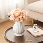 SEUYUCL White Ceramic Vase, 7.6 Inch Flower Vase Home Decor Modern Decorative Vases for Bouquet, Unique Vases for Farmhouse Living Room Cabinet Table Centerpieces Wedding Decorations