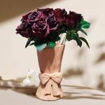 Relexome Beige Ceramic Bow Vase 9.64 in Unique Cute Modern Decorative Bouquet Flower Vases for Home Living Room Table Decor Women Girl Gifts