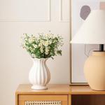 SEUYUCL White Ceramic Vase, 7.6 Inch Flower Vase Home Decor Modern Decorative Vases for Bouquet, Unique Vases for Farmhouse Living Room Cabinet Table Centerpieces Wedding Decorations