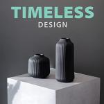 flature Ceramic Vases in Nordic Style, Modern Vase Deco for Pampas Grass, Boho Deco for Windowsill, Vases Set in Black Matt, Flower Vase as Home Decoration for Fresh Flowers, Dried Flowers, Set of 2