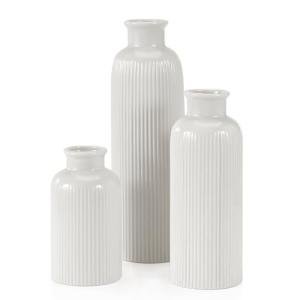 White Ceramic Vase Set of 3, Boho Modern White Flower Vase Room Decor, Farmhouse Decor, Vases for Your Kitchen, Bathroom, Bedroom, Living Room, Office&Shelf Centerpiece Table Decorations