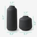 flature Ceramic Vases in Nordic Style, Modern Vase Deco for Pampas Grass, Boho Deco for Windowsill, Vases Set in Black Matt, Flower Vase as Home Decoration for Fresh Flowers, Dried Flowers, Set of 2