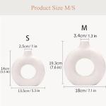 Hanaomaoyi White Ceramic Donut Vase Set of 2, Hollow Matte Pampas Flower Vases for Boho Home Wedding Party Room Dinner Table Shelf Decor.（White）