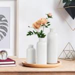 White Ceramic Vase Set of 3, Boho Modern White Flower Vase Room Decor, Farmhouse Decor, Vases for Your Kitchen, Bathroom, Bedroom, Living Room, Office&Shelf Centerpiece Table Decorations