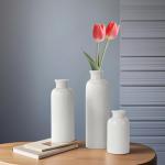 White Ceramic Vase Set of 3, Boho Modern White Flower Vase Room Decor, Farmhouse Decor, Vases for Your Kitchen, Bathroom, Bedroom, Living Room, Office&Shelf Centerpiece Table Decorations