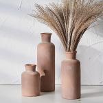 LUKA Ceramic Rustic Farmhouse Vase,Terracotta Vases for Decor,Vase Set of 3,Vases for Your Bedroom,Office,Living Room,Fireplace,Bookshelf Decor,Housewarming 10+7.5+5 Inch