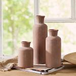 LUKA Ceramic Rustic Farmhouse Vase,Terracotta Vases for Decor,Vase Set of 3,Vases for Your Bedroom,Office,Living Room,Fireplace,Bookshelf Decor,Housewarming 10+7.5+5 Inch