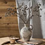 LUKA Ceramic Rustic Farmhouse Vase,8.25 inch Terracotta Vase with Handle,Neutral Clay Pot Vases Decorative Vase for Living Room,Table,Shelf Decor(Brown,M)