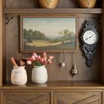 Ceramic Flowers Rustic Vase, Neutral Pottery Farmhouse Vases Home Decor, 7.48" Terracotta Pampas Decorative Vase for Table Entryway Mantel Bookshelf Bedroon Bathroom Living Room