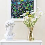 Glass Vases for Flowers, 8 Inch Tall Ins Modern Irised Crystal Clear Glass Vases for Centerpieces Home Desk Decoration, Decorative Glass Table Vase for Birthday Wedding Housewarming Gift,Amber