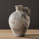 LUKA Ceramic Rustic Farmhouse Vase,8.25 inch Terracotta Vase with Handle,Neutral Clay Pot Vases Decorative Vase for Living Room,Table,Shelf Decor(Brown,M)