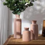 LUKA Ceramic Rustic Farmhouse Vase,Terracotta Vases for Decor,Vase Set of 3,Vases for Your Bedroom,Office,Living Room,Fireplace,Bookshelf Decor,Housewarming 10+7.5+5 Inch