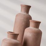 LUKA Ceramic Rustic Farmhouse Vase,Terracotta Vases for Decor,Vase Set of 3,Vases for Your Bedroom,Office,Living Room,Fireplace,Bookshelf Decor,Housewarming 10+7.5+5 Inch