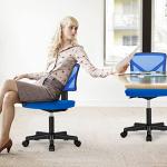 Sweetcrispy Office Computer Desk Chair, Ergonomic Low-Back Mesh Rolling Work Swivel Chairs with Wheels, Armless Comfortable Seat Lumbar Support for Home, Bedroom, Study, Student, Adults, Blue