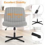 DUMOS Criss Cross Chair Legged Office Wide Comfy Desk Seat, No Wheels Armless Computer Task Seating, Swivel Vanity Home Height Adjustable