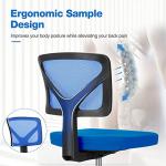 Sweetcrispy Office Computer Desk Chair, Ergonomic Low-Back Mesh Rolling Work Swivel Chairs with Wheels, Armless Comfortable Seat Lumbar Support for Home, Bedroom, Study, Student, Adults, Blue