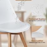 OLIXIS Set of 4 Dining Kitchen Mid-Century Modern Chairs with Wood Legs and PU Leather Cushion for Living Room Bedroom Outdoor Lounge, White