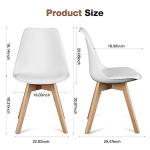 OLIXIS Set of 4 Dining Kitchen Mid-Century Modern Chairs with Wood Legs and PU Leather Cushion for Living Room Bedroom Outdoor Lounge, White