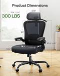 Marsail Ergonomic Office Chair: Ergonomic Gaming Chair with 3D Headrest, 3D Lumbar Support, Flip-up Armrests, High Back Adjustable Desk Chair with 90-120° Tilt Lock, Thick Cushion (Black)
