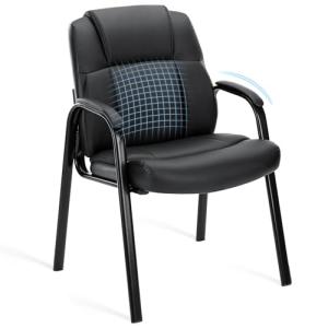 OLIXIS Waiting Room Chairs, Leather Office Desk Reception Guest Stationary Side Chair with Padded Arms for Home Conference Lobby Area Meeting Church Medical Clinic Elderly Student