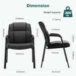 OLIXIS Waiting Room Chairs, Leather Office Desk Reception Guest Stationary Side Chair with Padded Arms for Home Conference Lobby Area Meeting Church Medical Clinic Elderly Student