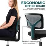 DUMOS Armless Desk Chairs with Wheels, Ergonomic Adjustable Home Office Swivel Rolling Task Chair No Arms, Comfy Mesh Mid Back Computer Work Vanity Desk Seat for Small Spaces, Black