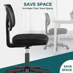 DUMOS Armless Desk Chairs with Wheels, Ergonomic Adjustable Home Office Swivel Rolling Task Chair No Arms, Comfy Mesh Mid Back Computer Work Vanity Desk Seat for Small Spaces, Black