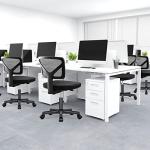 DUMOS Armless Desk Chairs with Wheels, Ergonomic Adjustable Home Office Swivel Rolling Task Chair No Arms, Comfy Mesh Mid Back Computer Work Vanity Desk Seat for Small Spaces, Black