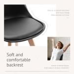 Sweetcrispy Dining Chairs Set of 4, Kitchen Room PU Leather Mid Century Modern Chairs, Upholstered Dining Chair with Wood Legs for Home Kitchen, Black