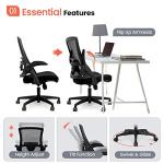 NEO CHAIR Office Desk Chair Computer High Back Mesh Gaming Seat with Ergonomic Adjustable Comfy Flip-up Armrests Lumbar Support Height for Home (Black)