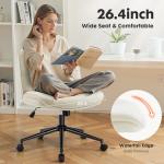 Sweetcrispy Criss Cross Armless Office Chair - PU Leather Adjustable Swivel Wide Seat with Thick Padding, Ergonomic Rolling Computer Desk Task Chair for Modern Vanity & Makeup with Wheels