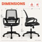 NEO CHAIR Office Desk Ergonomic Mesh Computer Chair with Lumbar Support Adjustable Height Swivel Rolling Wheels Comfy Mid Back Task Chair for Home Bedroom Vanity Study (Black)