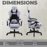 Dowinx Gaming Chair Fabric with Pocket Spring Cushion, Massage Game Chair Cloth with Headrest, Ergonomic Computer Chair with Footrest 290LBS, Black and Grey